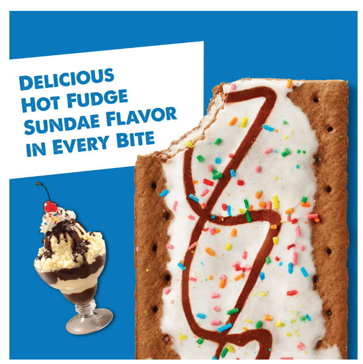 Pop-Tarts Frosted Hot Fudge Sundae Toaster Pastries, Breakfast Foods 27 oz 16 Ct