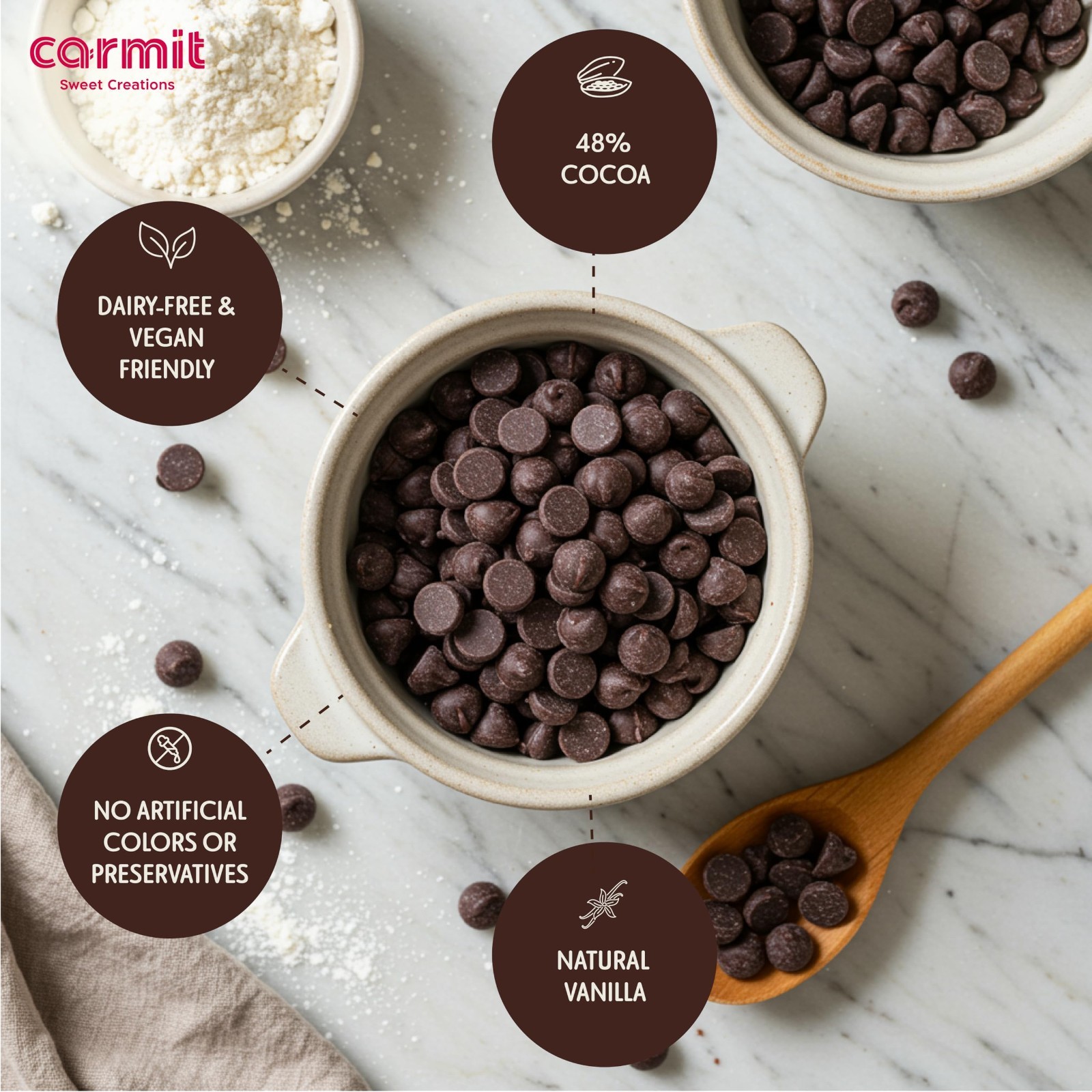 Vegan Dark Chocolate Chips 7.05 oz (2 Pack) | 48% Cocoa | Gluten-Free Baking Tre