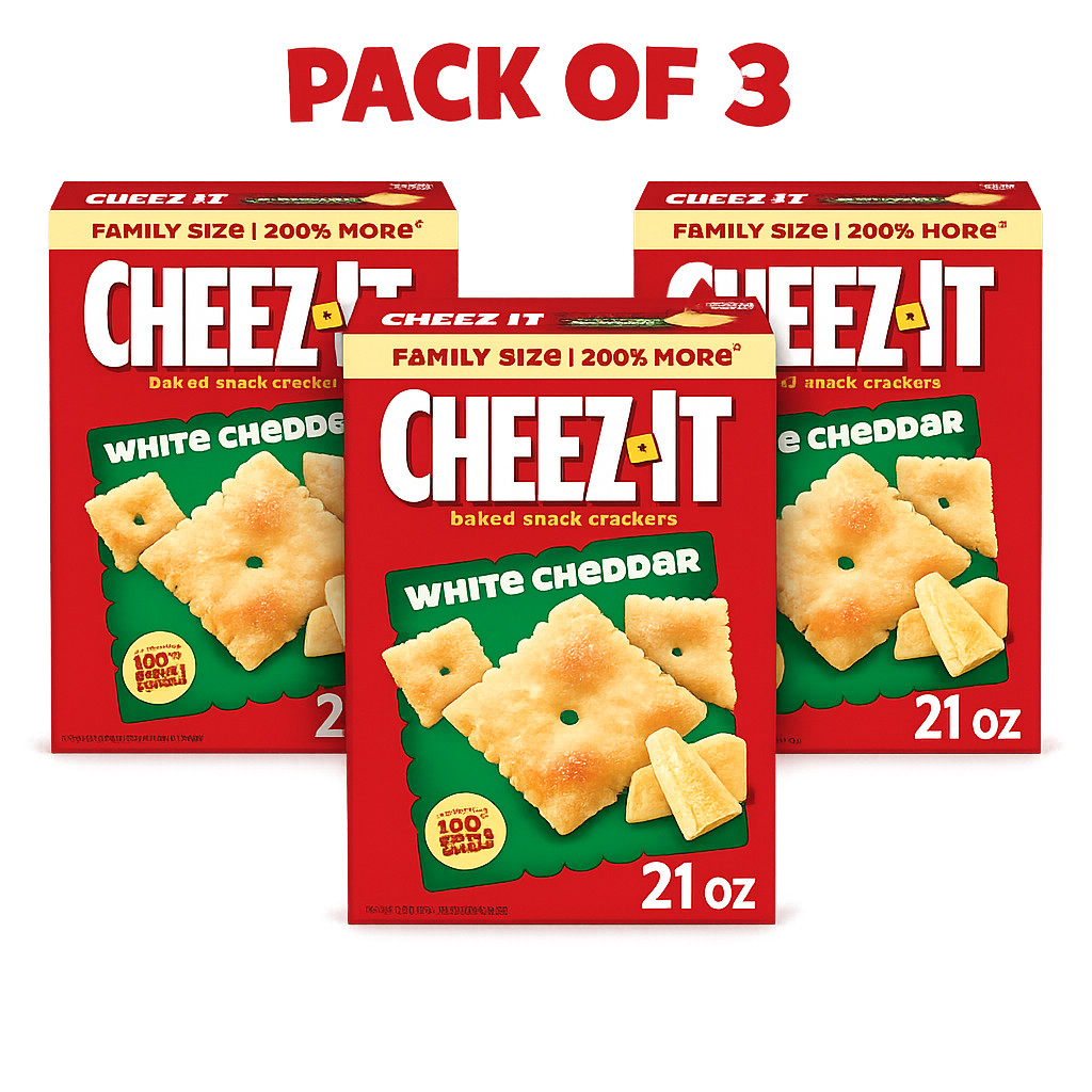 Cheez-It White Cheddar Cheese Crackers, Baked Snack Crackers, 21 oz (3 PACK)