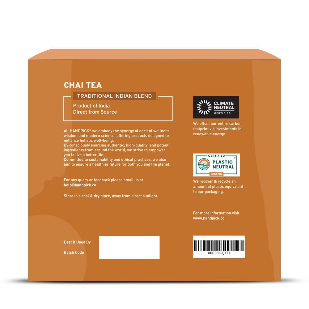 HANDPICK Masala Chai Tea Bags (100 Count) Strong Robust 100 Count (Pack of 1)