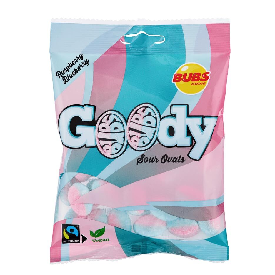 Bubs Raspberry Caramel Sour Candy 2 Pack Fairtrade 90g Blueberry Flavor