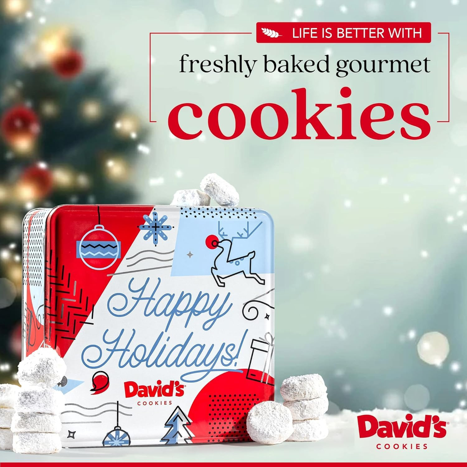 David’S Cookies Winter Wonderland Butter Pecan Meltaway Cookies Tin – Delicious