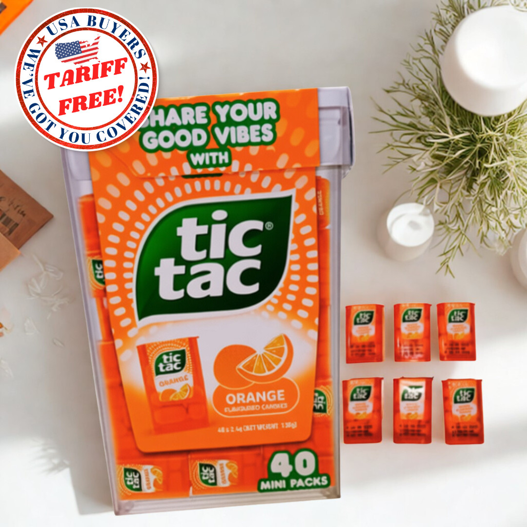 1 Box of TIC TAC Box with 40 Mini Packs Orange Flavoured Candies