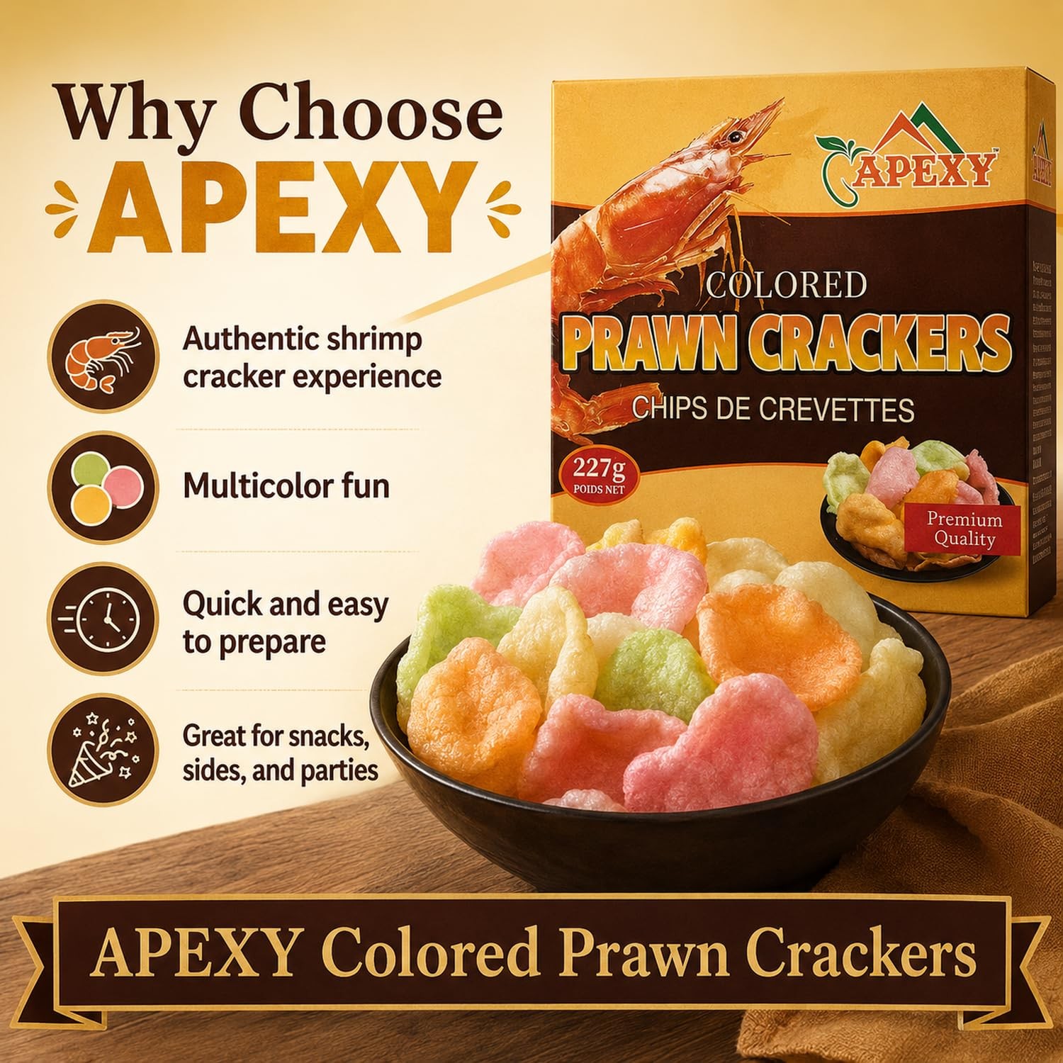 Apexy Prawn Crackers Uncooked Shrimp Chips, 8 Ounce (Pack of 1), Multi Color