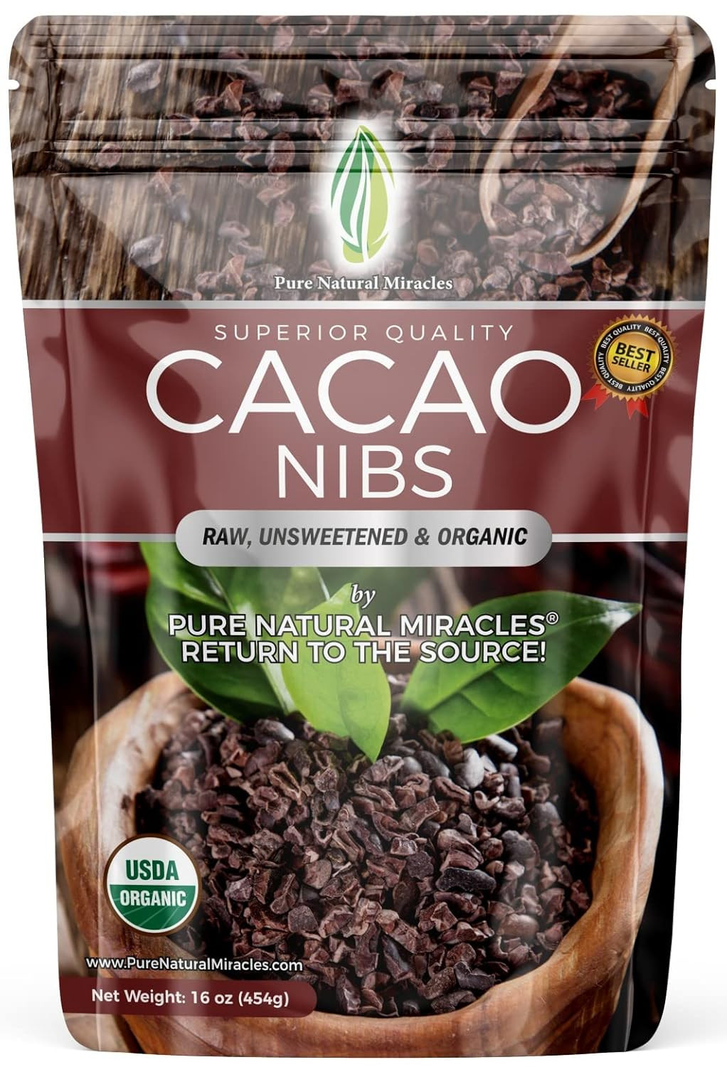 Cacao Nibs Organic – 100% Dark Chocolate Chips – Raw, Unsweetened Cocoa Pieces –