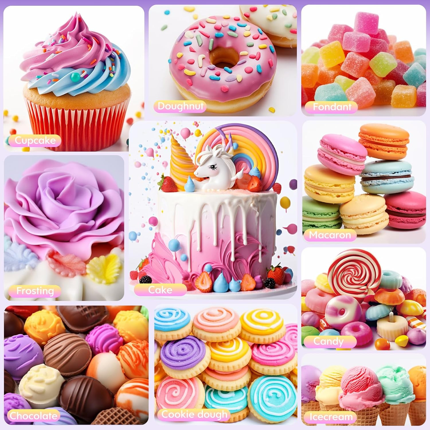 Set 10Colores Aceite Comestibles Colorante Chocolate Azucar Fondant Icing Pastel