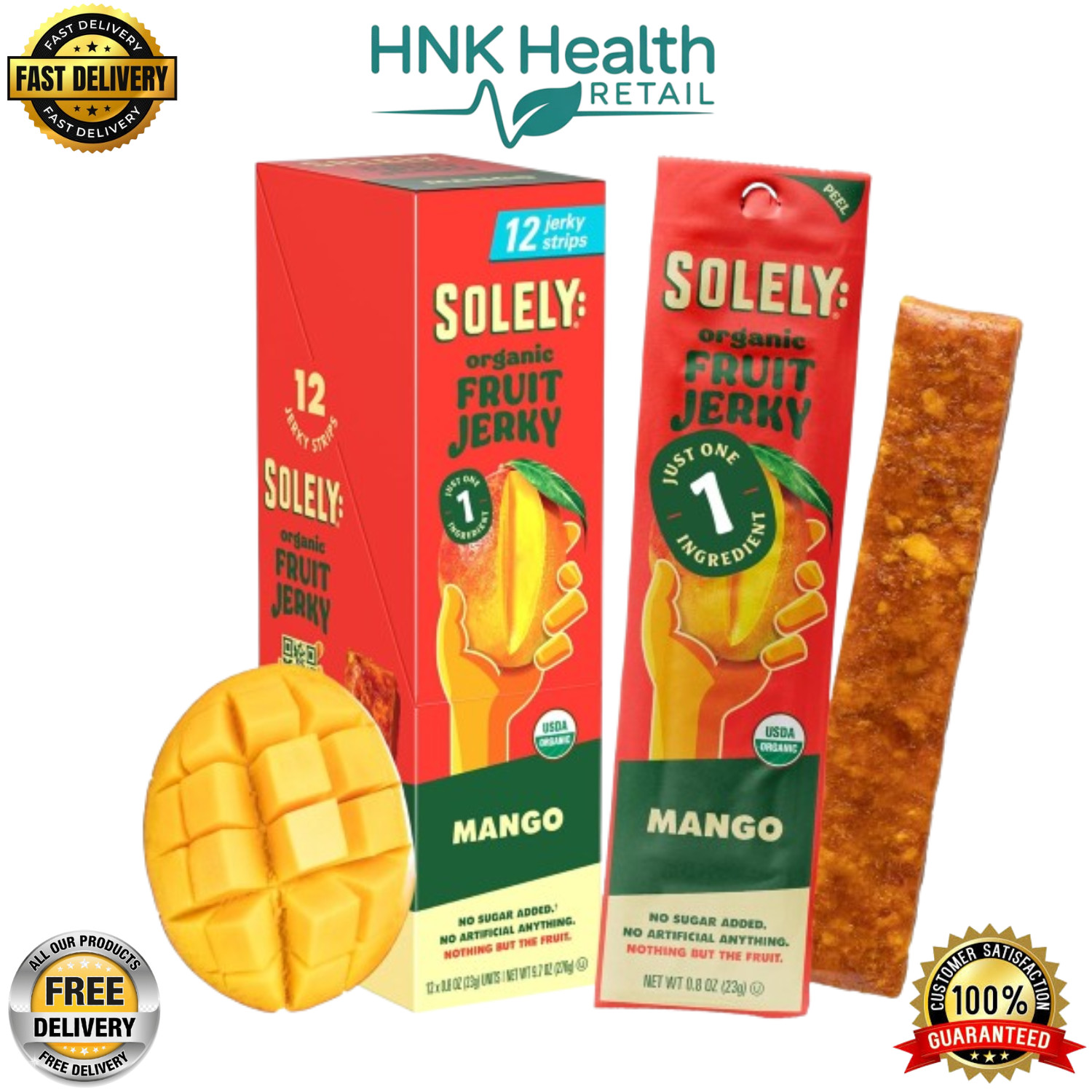 Solely – Organic Mango Fruit Jerky – 12 Individually Wrapped Fruit – Pack of 2