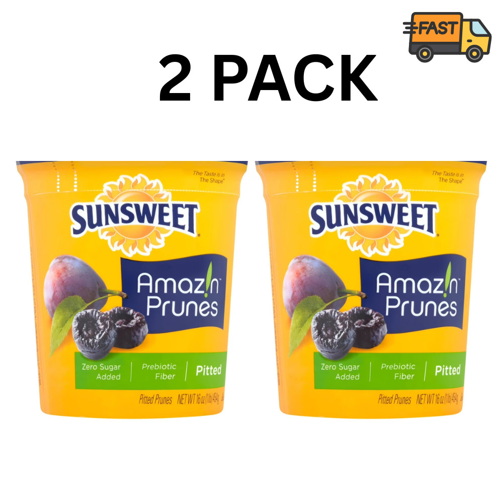 Sunsweet Amazin Prunes 16 oz Pack of 2 Dried Pitted Prunes Fresh Stock