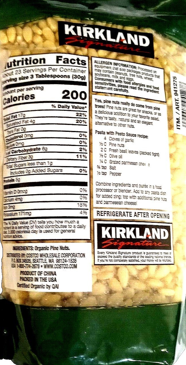 Kirkland Signature Organic Pine Nuts 1.5 Lb (680 g) EXP 06/2026