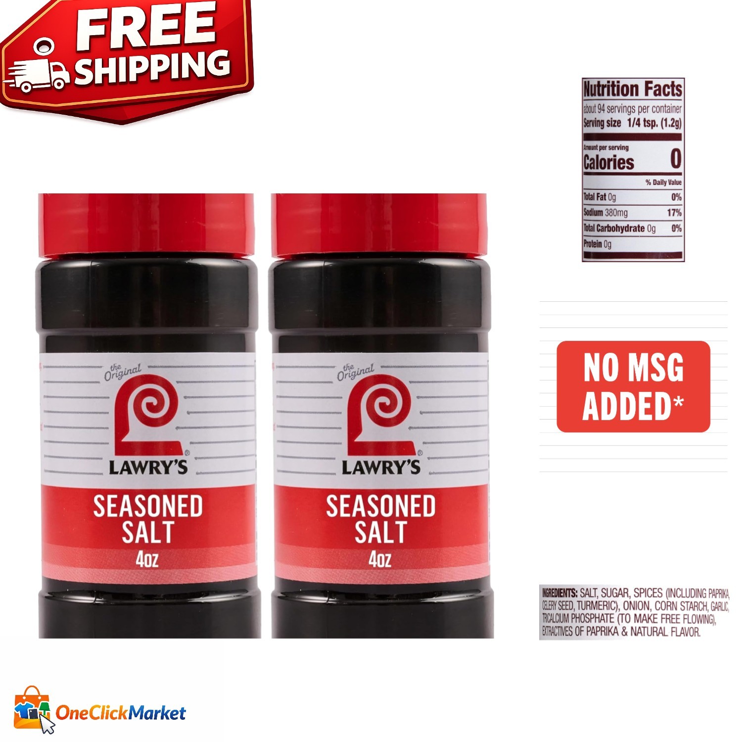 Gourmet Seasoned Salt, 4 oz Pack of 2 – Natural Flavor Enhancer for All Dishes