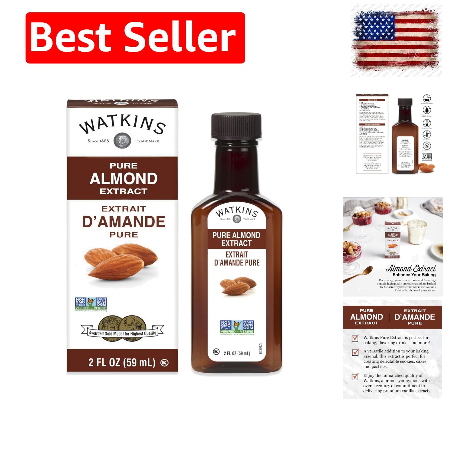 Pure Almond Extract, 2 Fl Oz Pack of 1