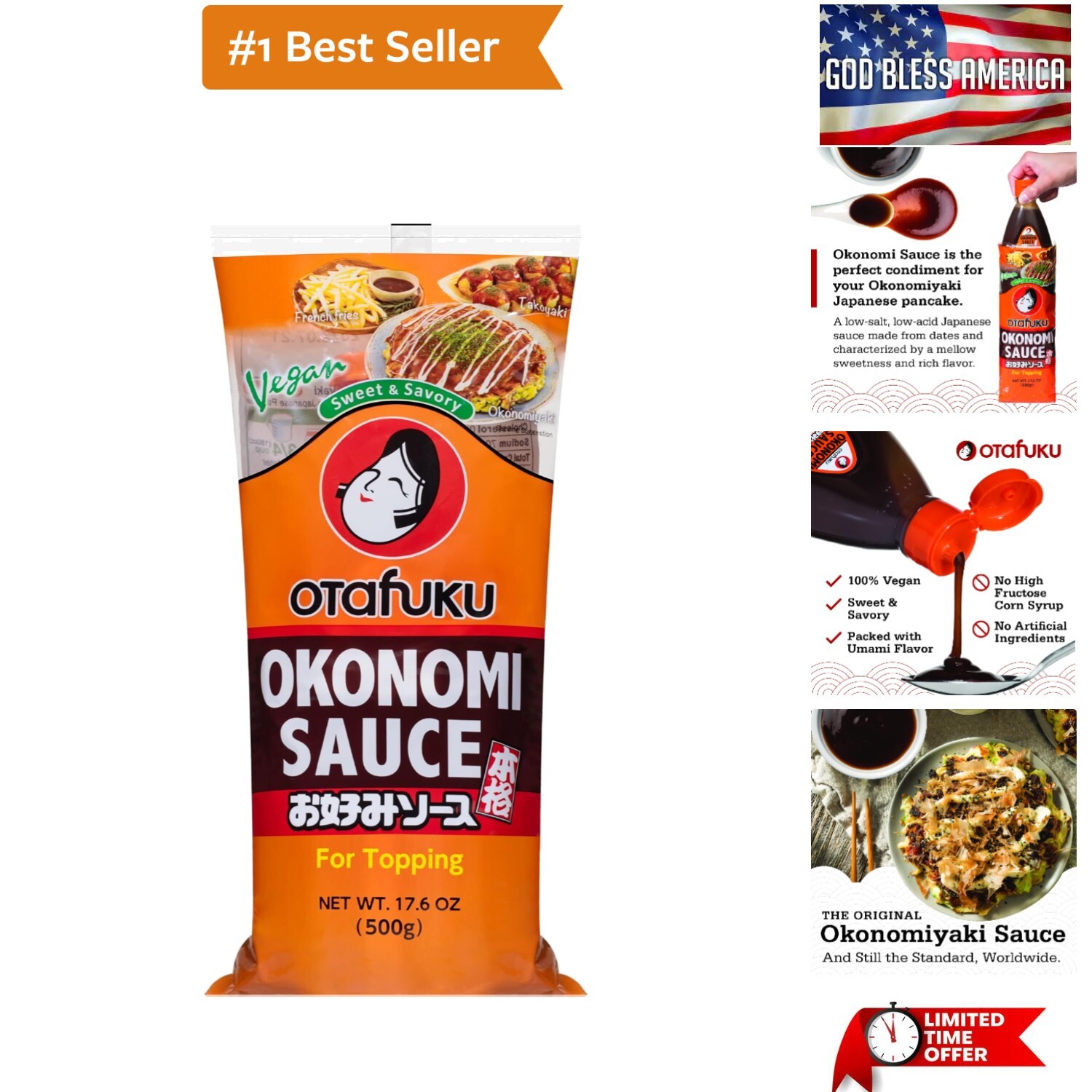 Okonomi Sauce, Japanese Topping for Okonomiyaki Pancakes 17.6 Ounces