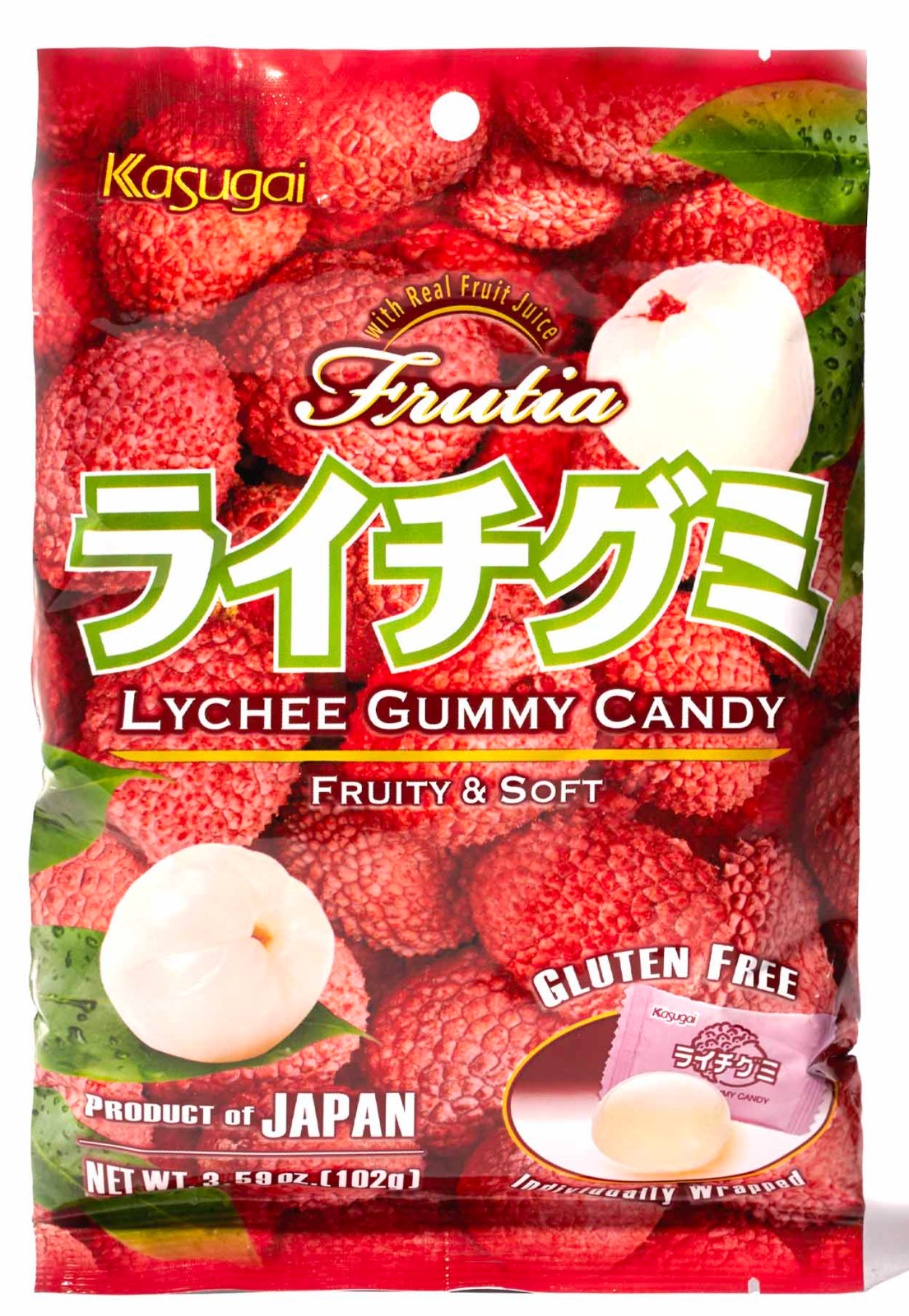 Japanese Kasugai Lychee Gummy (1) bags 3.59oz each – Free Shipping !!!