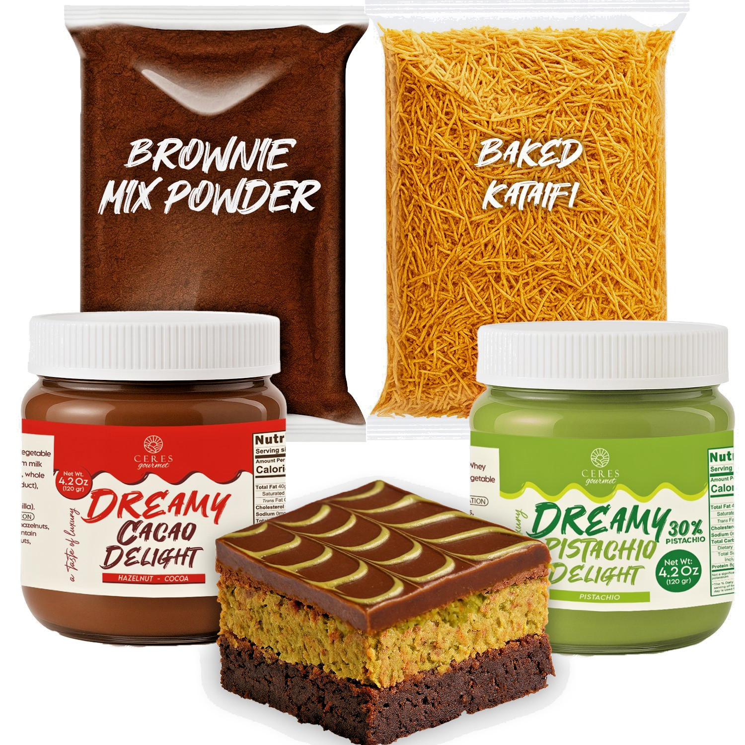 Dubai Chocolate Brownie DIY Kit, Pistachio Cream & Kataifi, Viral Baking Set