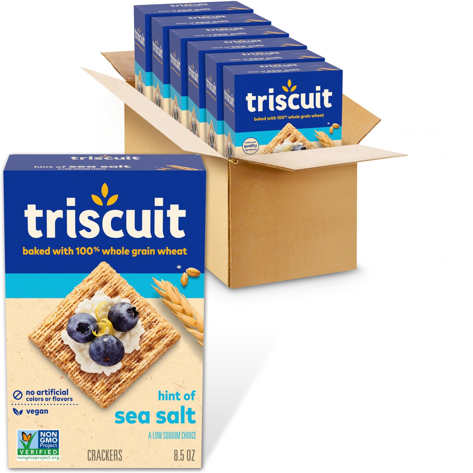 Triscuit Hint of Sea Salt Whole Grain Wheat Crackers, 8.5 Ounce (Pack 6)