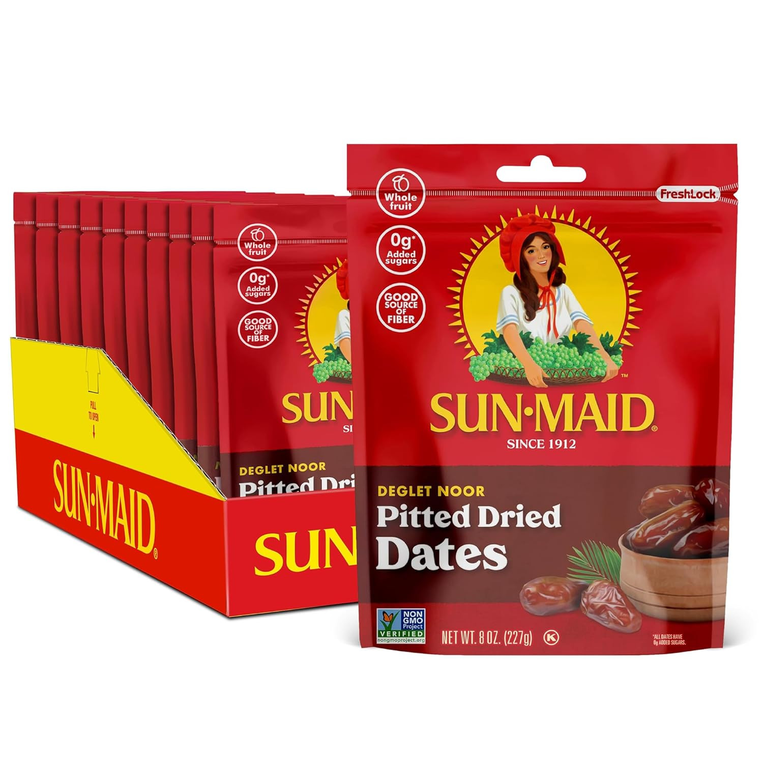 Deglet Noor Pitted Dried Dates – (4 Pack) 8 Oz Resealable Bag – Pitted Deglet No