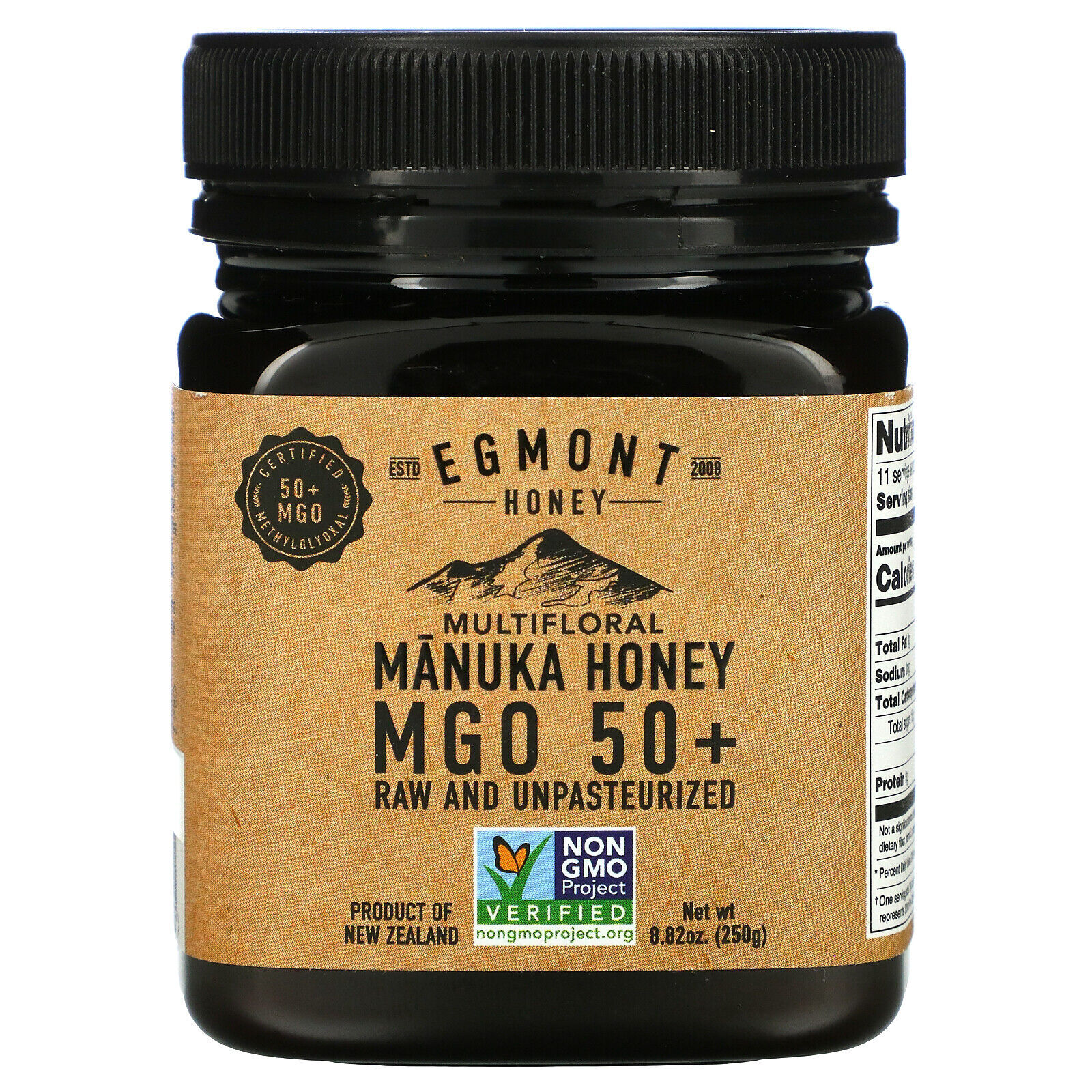 Egmont Honey, Multifloral Manuka Honey, Raw And Unpasteurized, 50+ MGO, 8.82 oz