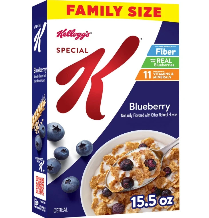 Kellogg’s Special K Blueberry Breakfast Cereal, Good Source of Fiber, 15.5 oz