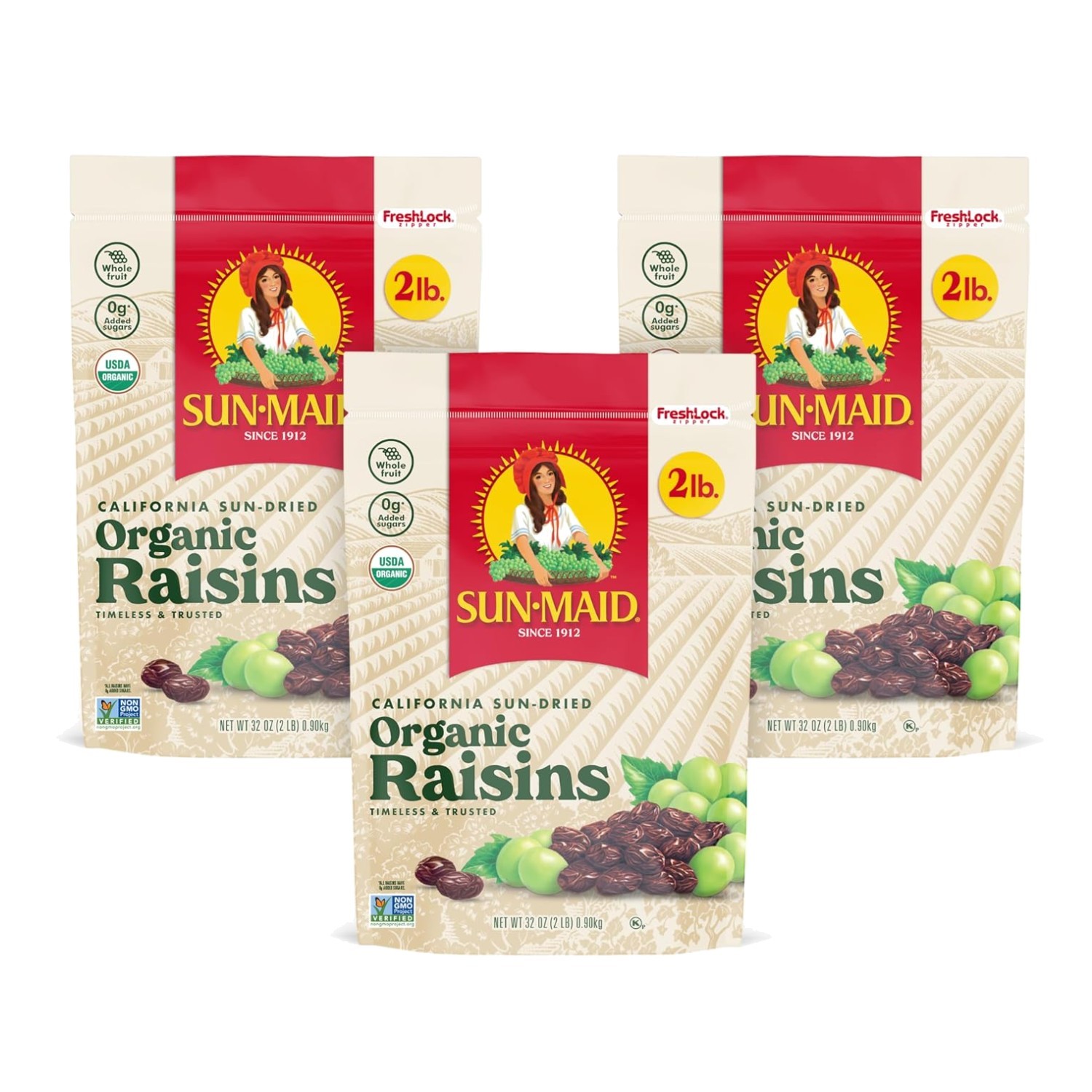 Organic California Sun-Dried Raisins 3 Pack 32 oz