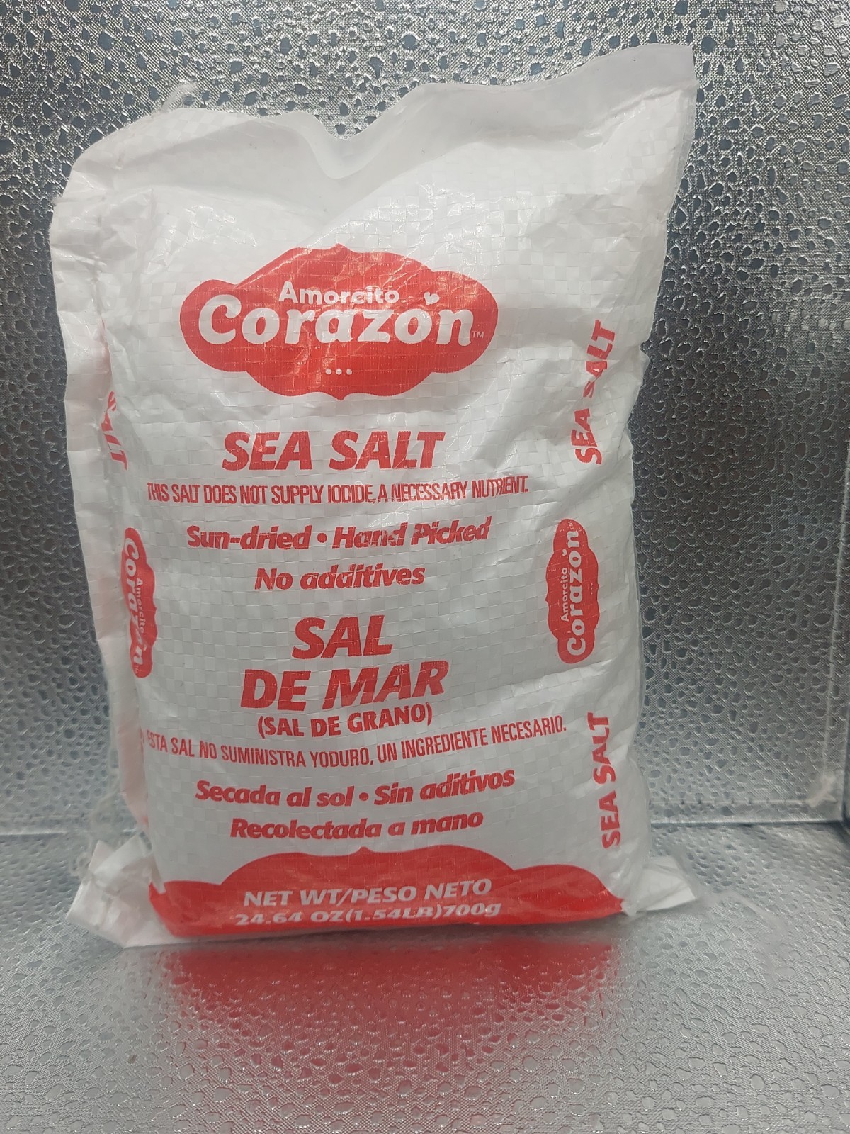 Sal de Mar Sea Salt Organic 700g (1.54lb). Amorcito Corazon. 12/2029