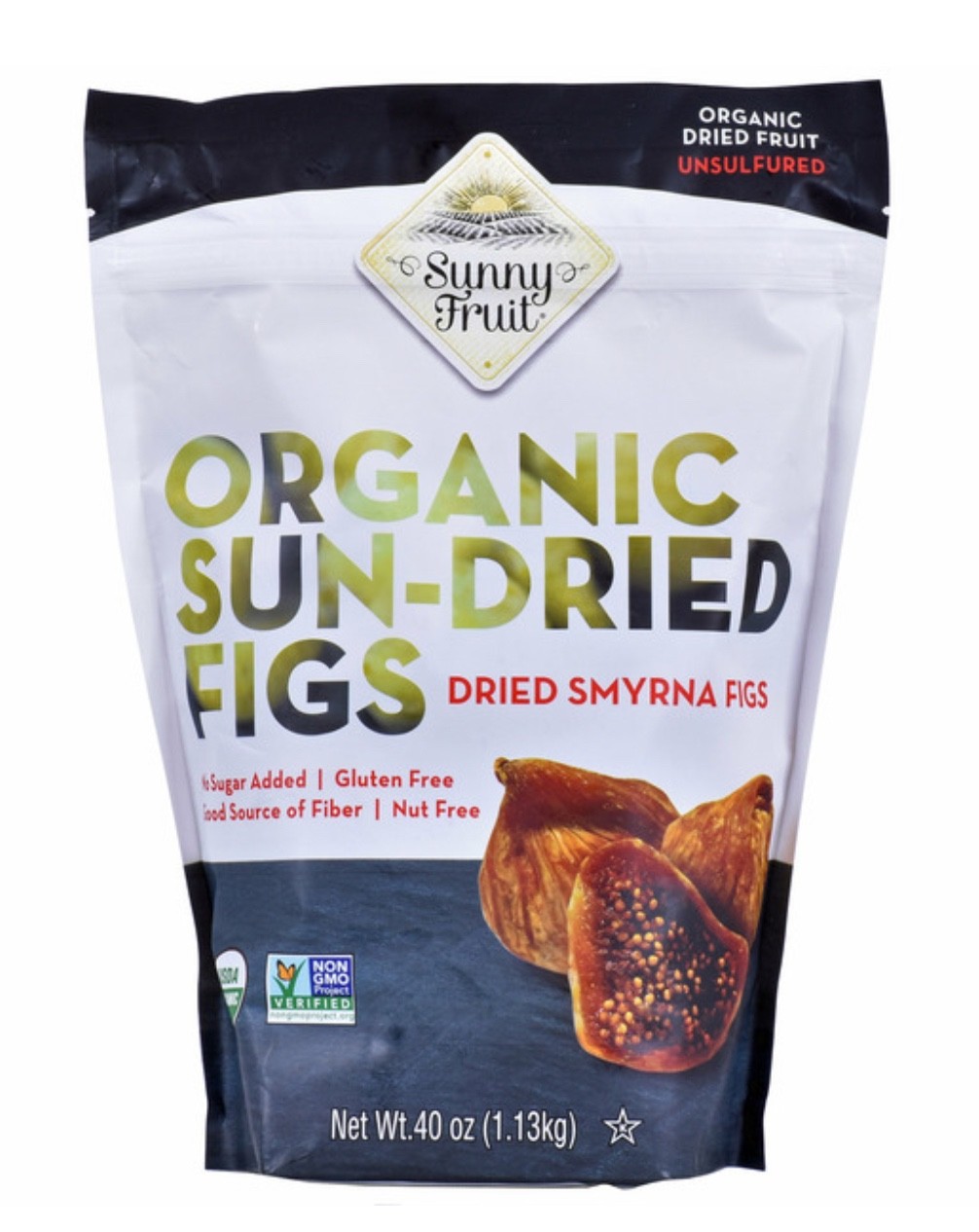 Sunny Fruit USDA Organic Sun-Dried Smyrna Figs Dried Fruit Unsulfured, 40 Ounces