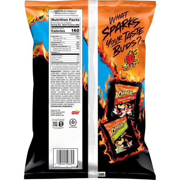 Cheetos Puffs Flamin’ Hot Cheese Flavored Snacks, 8 oz 4 Pack