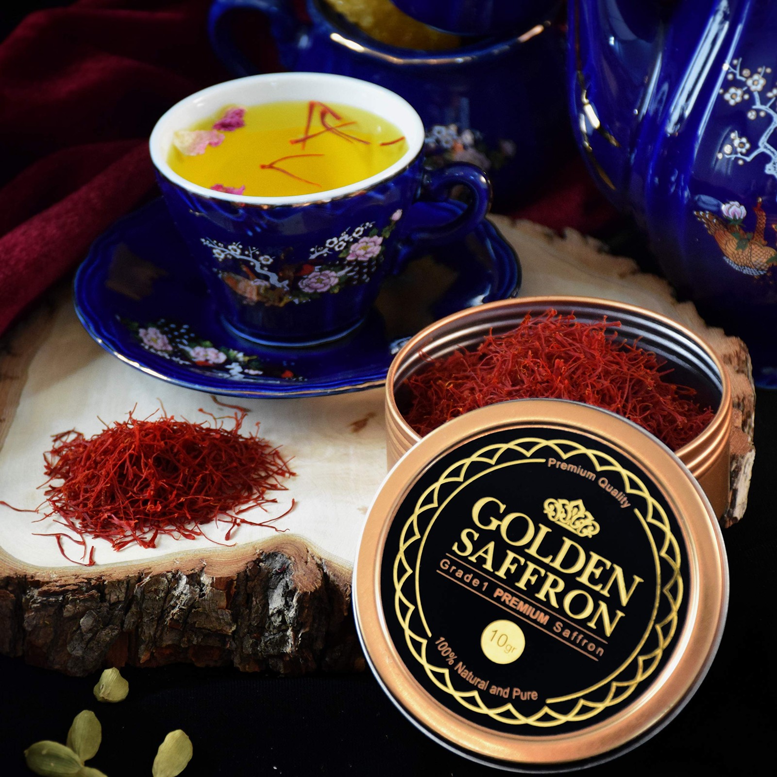 Golden Saffron, Finest Pure Premium All Red Saffron Threads, Grade A+ Super