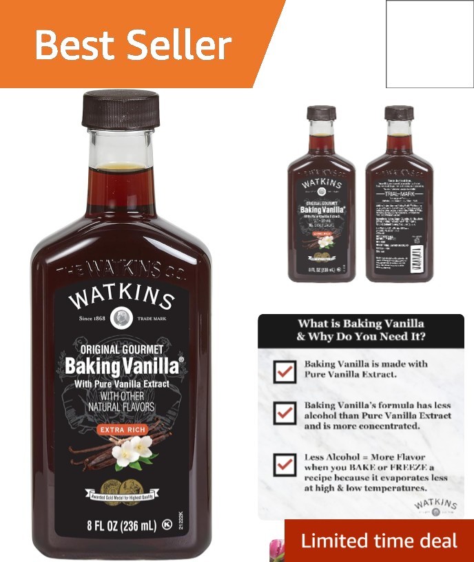 All Natural Gourmet Baking Vanilla with Pure Extract, 8 fl. oz. Bottle, 1-Pack