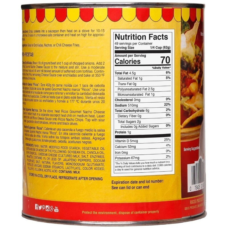 Ricos® Gourmet Nacho Cheese Sauce, 107 oz Can, Shelf-Stable