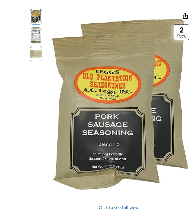 A.C. Legg, Inc. Blend 10 Sausage Seasoning, Breakfast Style, 8 oz (2 Pack),