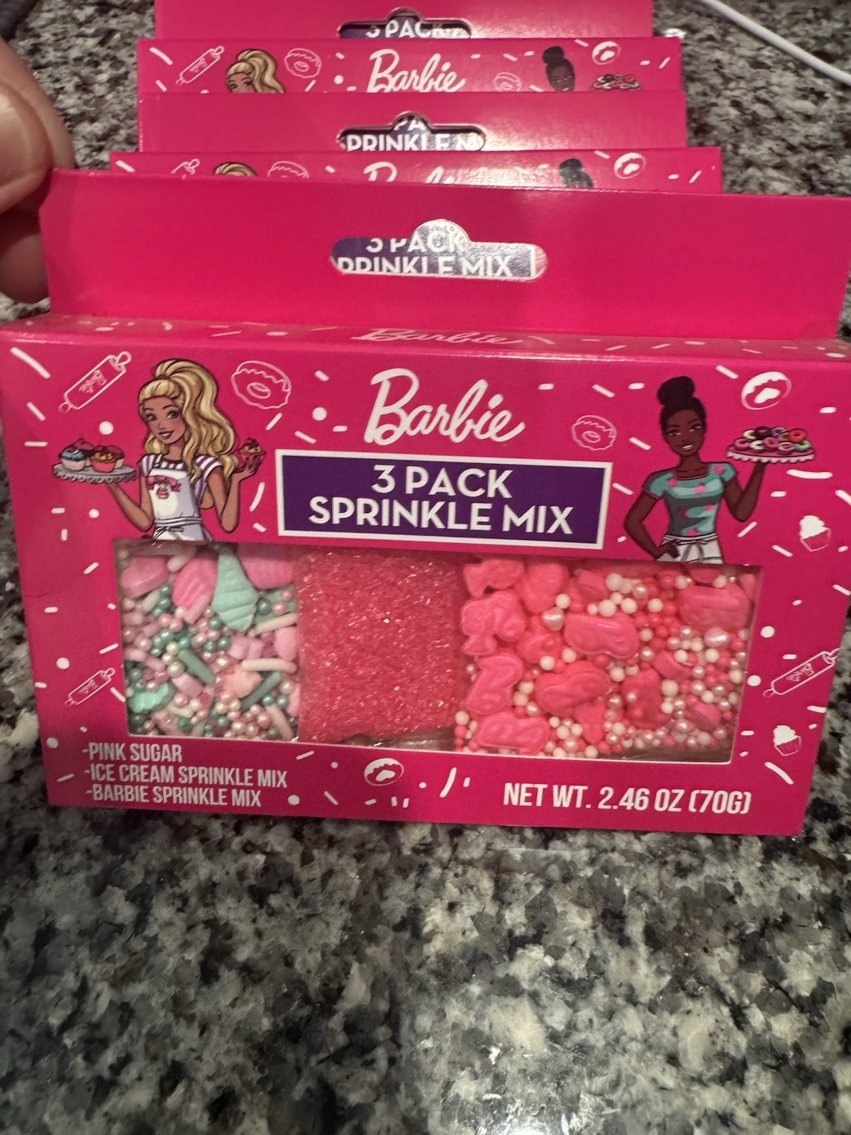BARBIE 6 Boxes Of Sprinkle Mix Edible Glitter & Sprinkles Gluten Free 2.46oz Ea