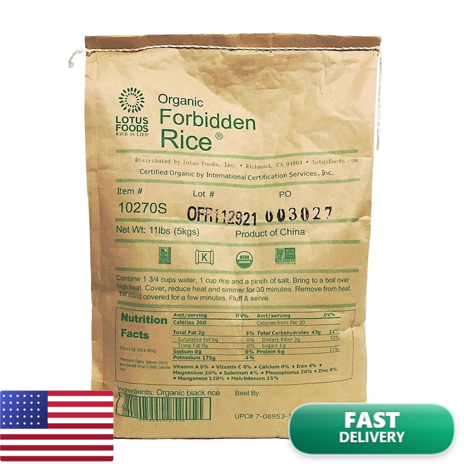Lotus Foods Bulk Organic Forbidden Rice – Black Rice Organic, Purple Rice, Black