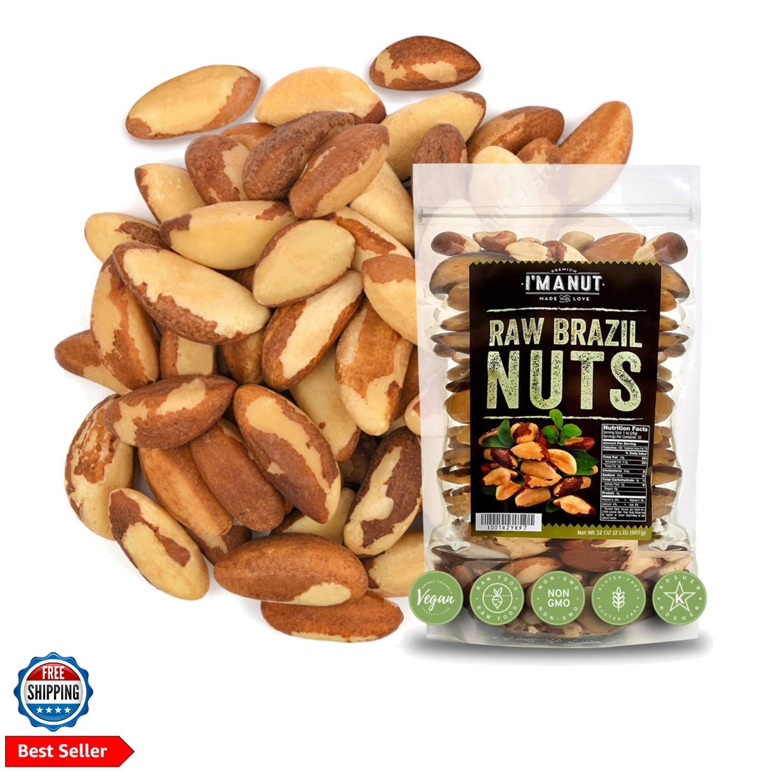 Wild Harvested Raw Brazil Nuts, 2 lbs 32oz – High Selenium, Batch Tested Pean…