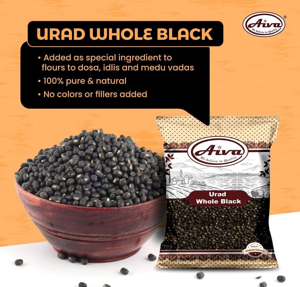 Aiva Urad Whole Black (Black Gram Whole) 40 LB Bulk