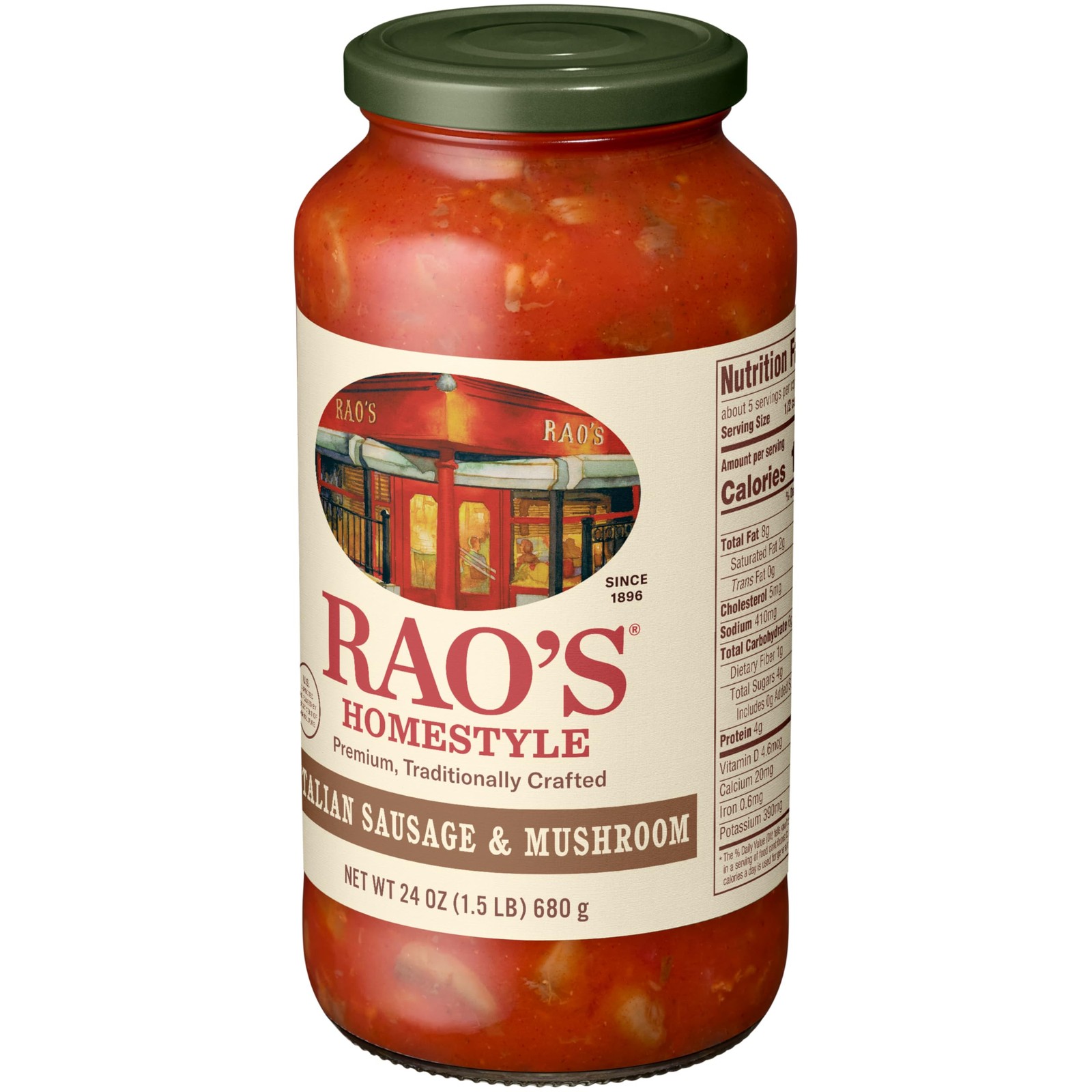 Rao’s Homemade Sausage & Mushroom Sauce Made with 24 Ounce (Pack of 1)