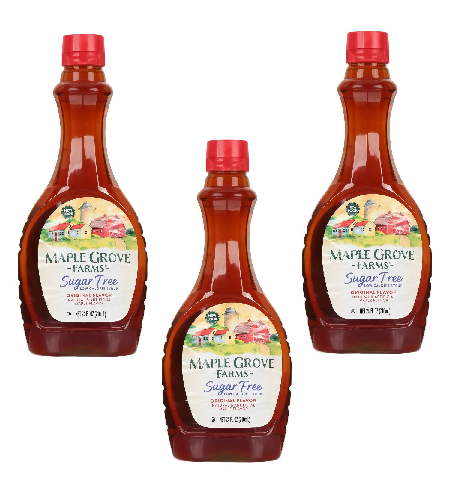 Maple Grove Farms Sugar-Free Maple Flavor Syrup Kosher Gluten-Free, 24 oz 3-Pack