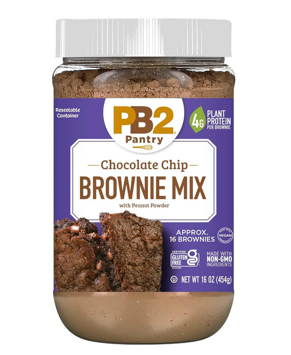 PB2 Foods Chocolate Chip Brownie Mix with Peanut Powder, 16 oz (454 g)