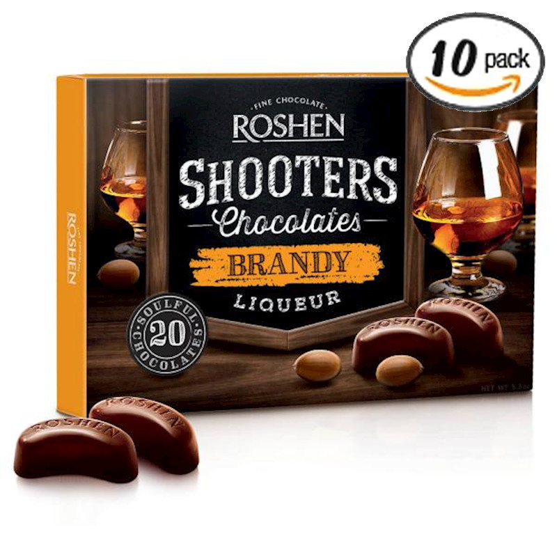 10 PACK – Roshen SHOOTERS Chocolate BRANDY LIQUOR BOX 150r Made in Ukraine
