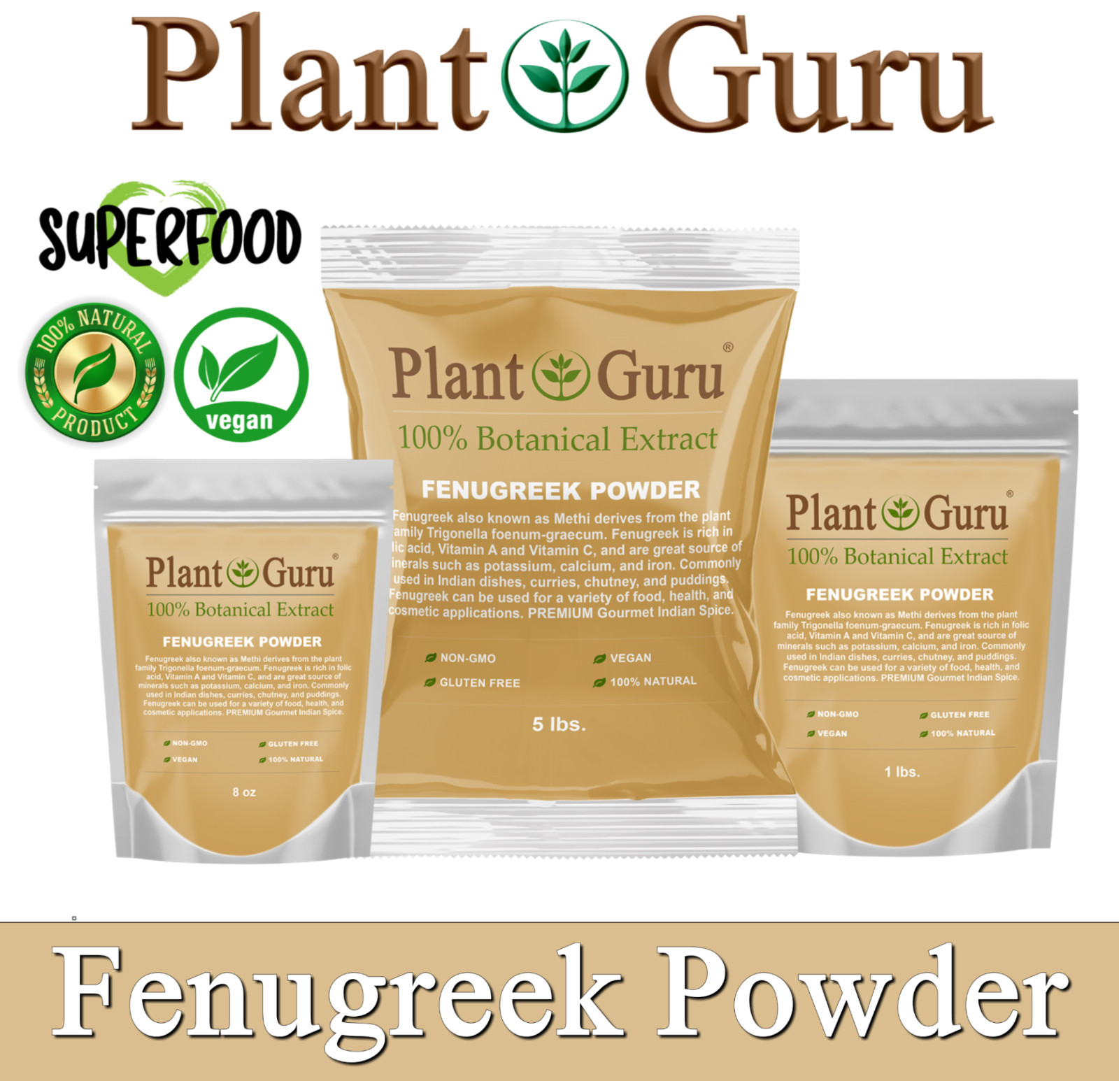 Fenugreek Seed Powder 5 lbs. Bulk Non-GMO Ground Methi Trigonella Foenum Graecum