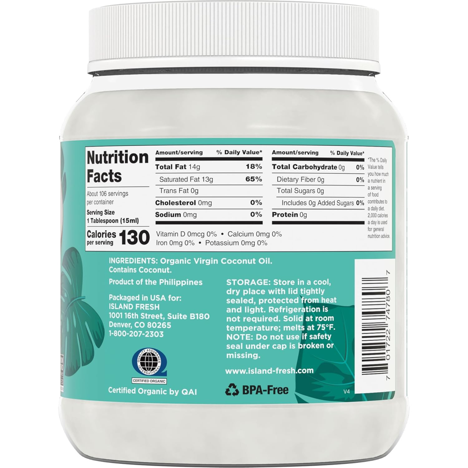 Aceite De Coco Organico Comestible Para El Cabello La Piel Natural Extra Virgen