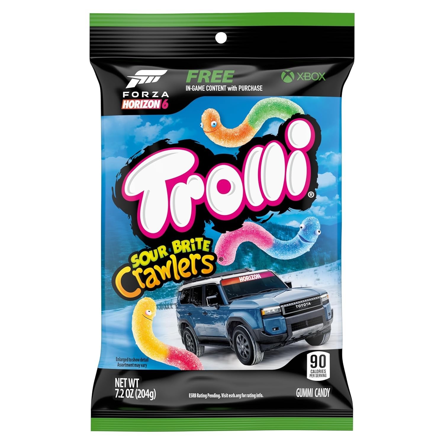 Trolli Sour Brite Crawlers Candy, Sweet and Sour, Gummy Worms, 7.2 oz