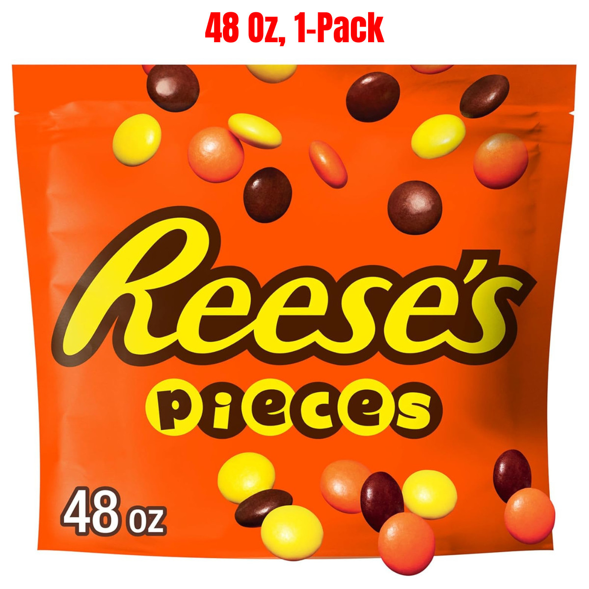 REESE’S PIECES Peanut Butter Candy in a Crunchy Shell, 48 oz Bulk Bag, Free Ship