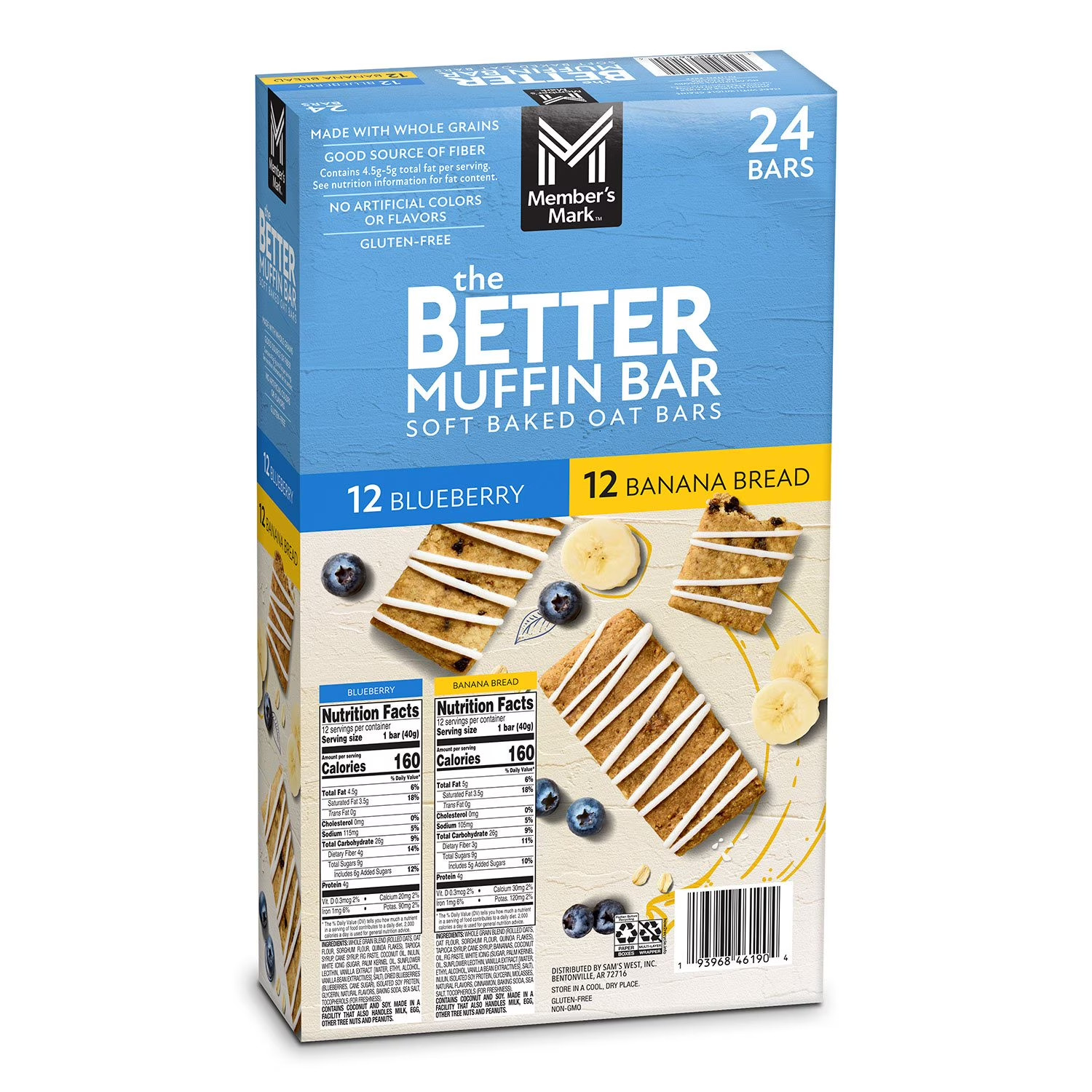 Member’s Mark Better Muffin Bar Variety Pack 24 Count Individually Wrapped