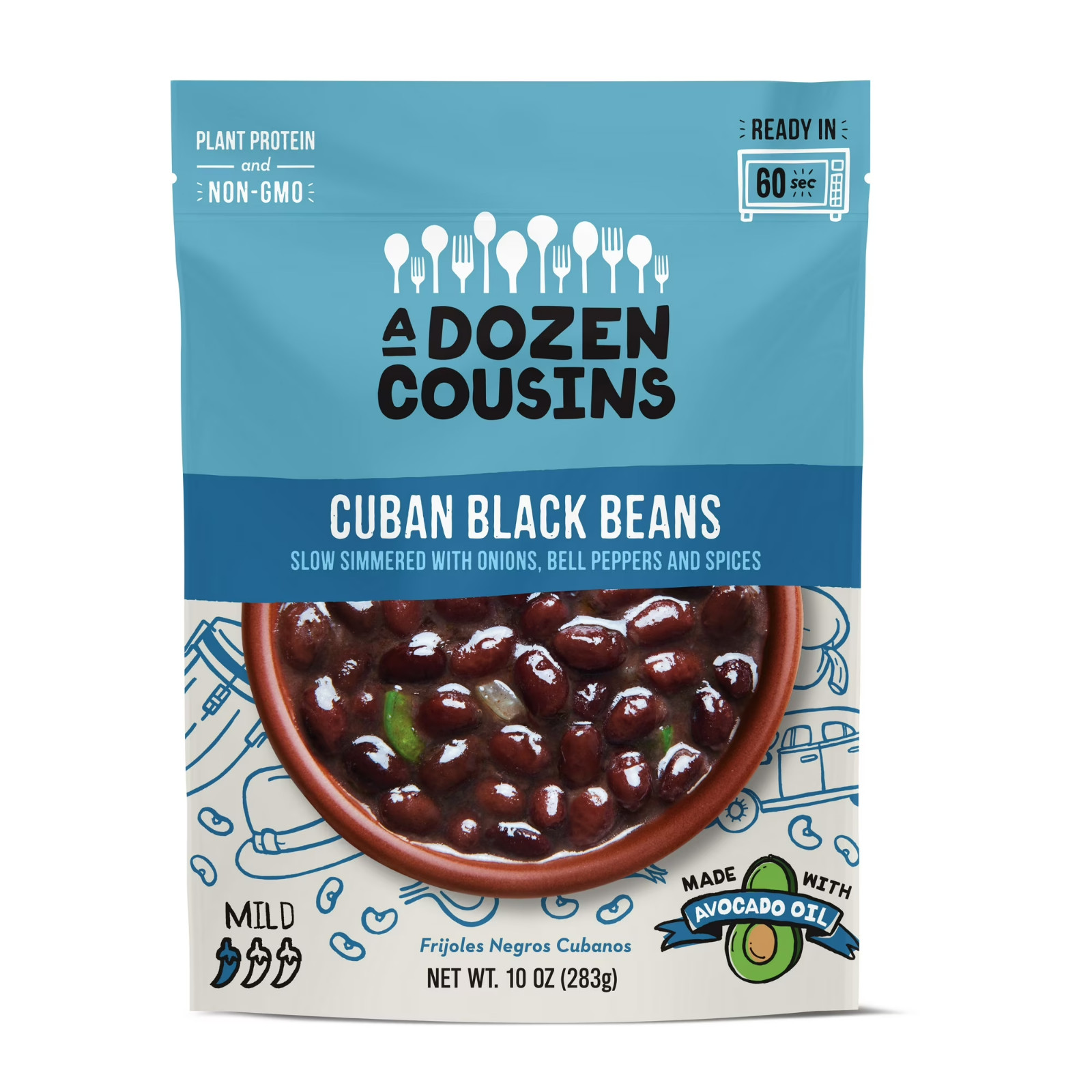 3 Pack A Dozen Cousins Cuban Black Beans Vegan Gluten Free Microwaveable 10oz