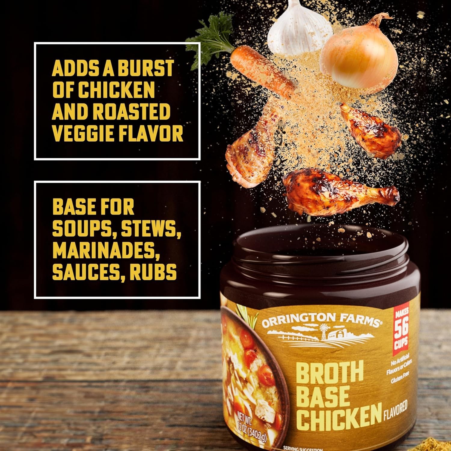 Easy-to-Use Chicken Broth Base – 12 oz Jar, No MSG Added, Quick Flavor Boost