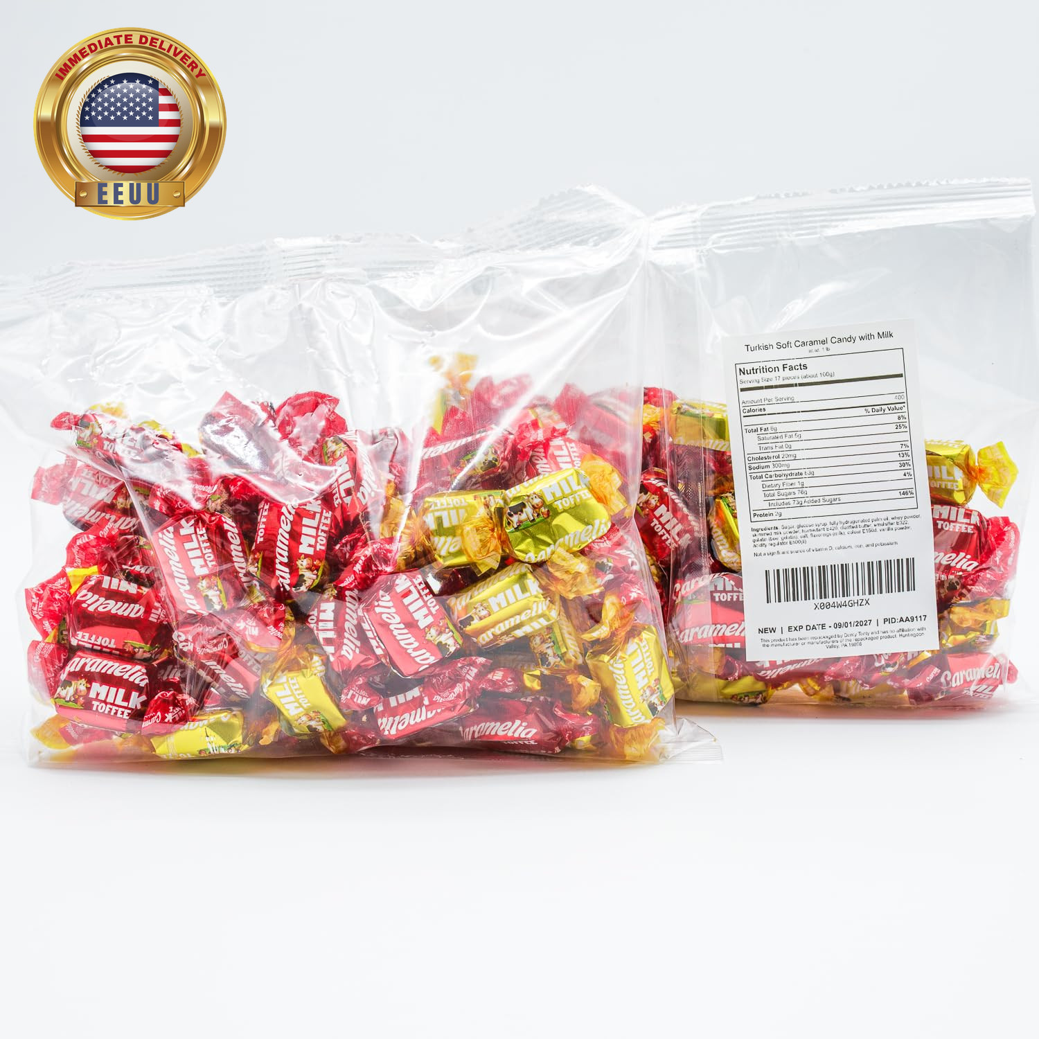Milky Caramel Candy Individually Wrapped 1LB – Firm to Chewy Taffy, Turkish Cand
