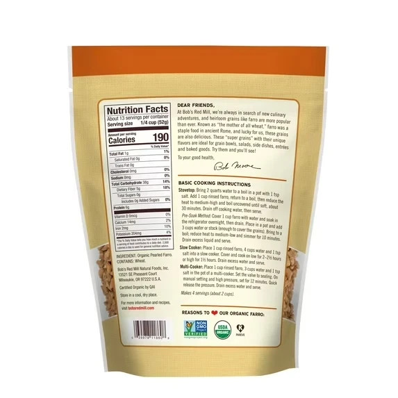 Bob’s Red Mill Organic Farro Grain, 24oz (Pack of 1) – Non GMO, Vegan, KOSHER