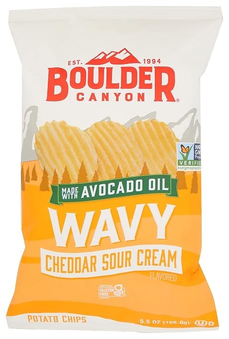 Boulder Canyon, Wavy Cheddar Sour Cream Potato Chips, 5.5 Ounce