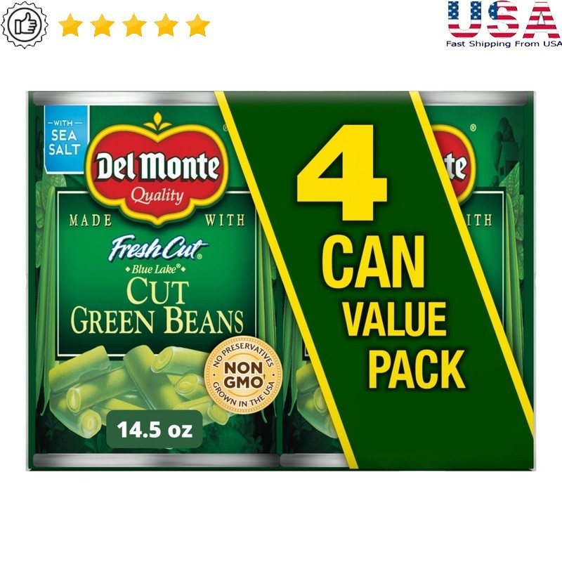 Fresh Cut Green Beans Canned Non-GMO Vegetable Pack of 4 Ready to Eat Side Dish