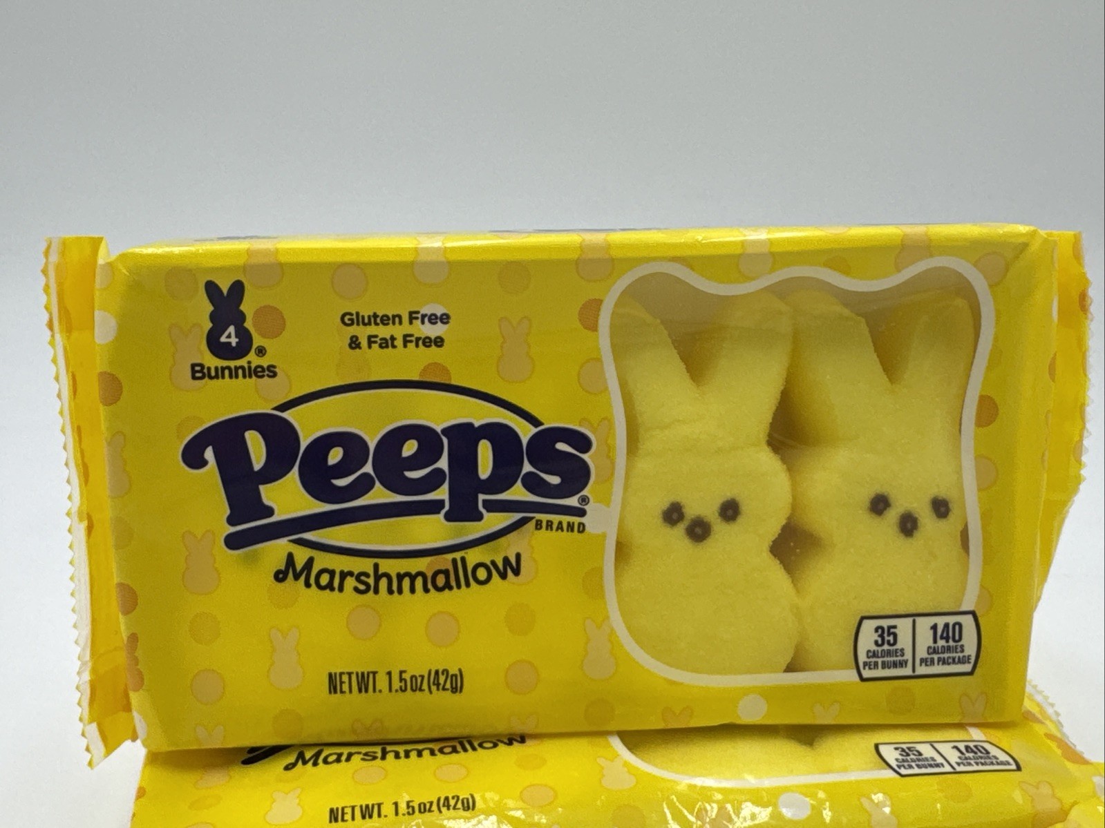 Lot Of 4 – Marshmallow Peeps – Yellow Easter Bunnies – 1.5oz Each Exp 03/2027